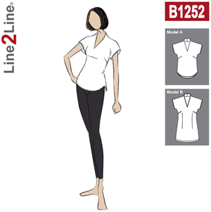 Line2Line snitmønster - B1252 Flagermus bluse med ståkrave